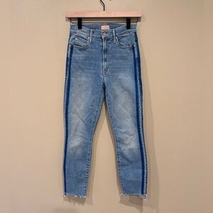 Mother The Stunner Ankle Step Fray Light Wash Raw Hem Crop Jeans Size 26 EUC